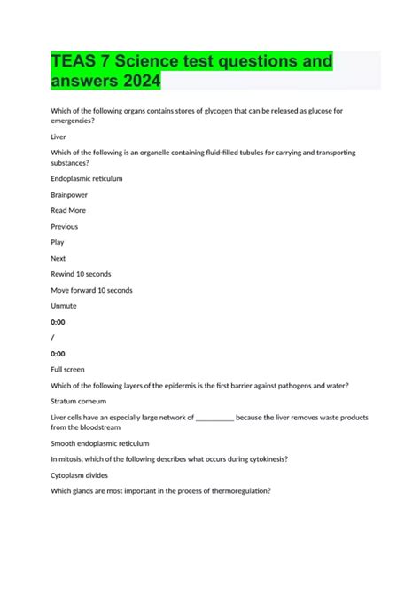 TEAS 7 Science test questions and answers 2024 - TEAS 7 Science - Stuvia US
