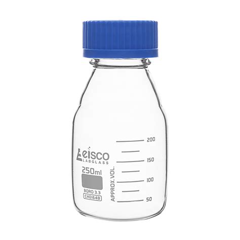 Eisco Reagent Bottle 250ml Transparent With Blue Screw Cap White ...