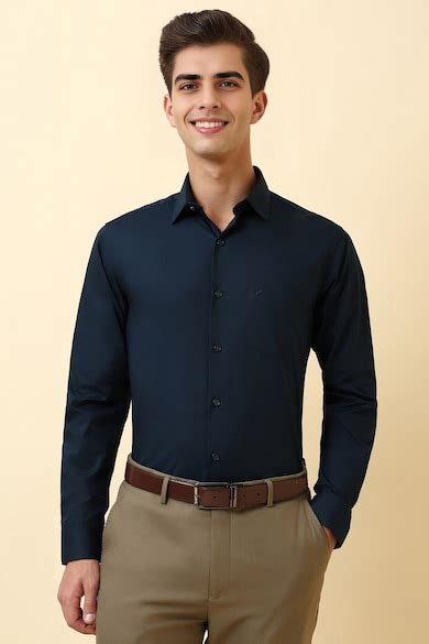 Buy Men Navy Solid Full Sleeves Formal Shirt Online - 40012980 | Allen ...