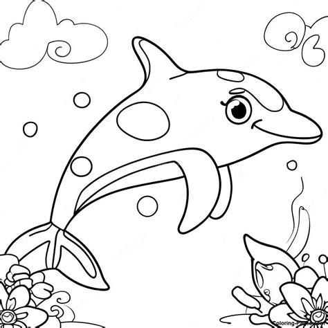 Lisa Frank Colorful Dolphin Coloring Page | Coloring-Pages.com
