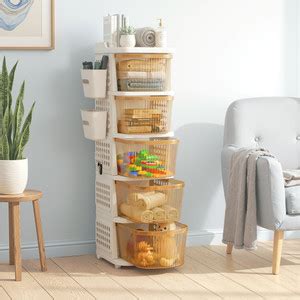 KUBER INDUSTRIES 5 Tier Plastic Storage Drawer Rack with Basket/Hooks ...