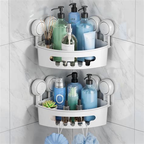 Amazon.com: TAILI Suction Corner Shower Caddy, Bathroom Shower Shelf Storage Basket Wall Mounted ...