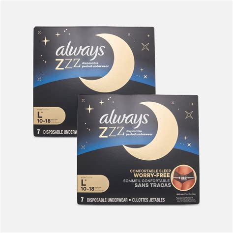 FSA Eligible Always ZZZ Overnight Disposable Period Underwear, Large, 7 ...