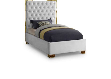 Lana White Velvet Twin Bed