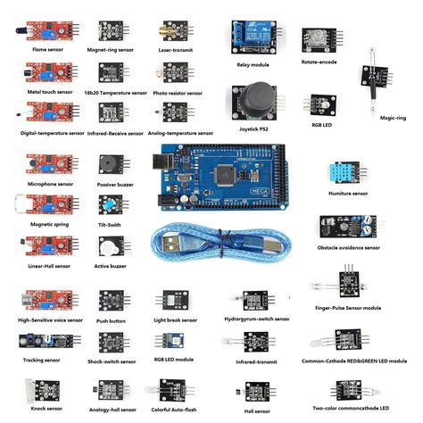 REES52 Mega2560 R3 ATmega2560-16AU2 + 37 in 1 Sensor Module Kit for ...