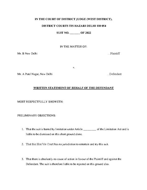 Written Statement cpc assgn - IN THE COURT OF DISTRICT JUDGE (WEST ...