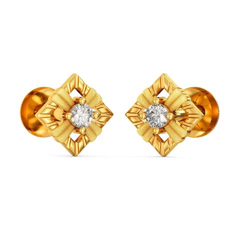 Joyalukkas Women 22K (916) Golden Flower Stud Earrings : Amazon.in ...