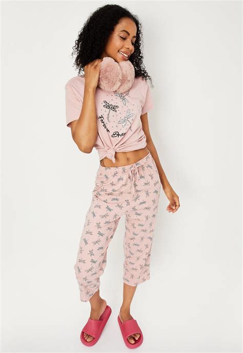 Buy Women Printed Round Neck T-shirt with Elasticated Capris Online at ...