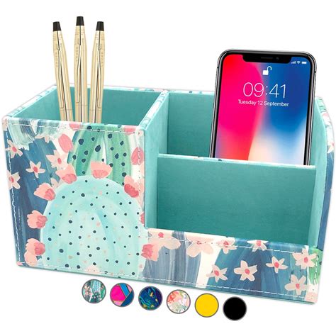 French KOKO PU Leather Desk Organizer - Cute Cactus India | Ubuy