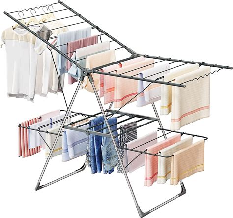 Clothes Drying Rack Foldable, 2-Level Large Laundry Drying Rack ...