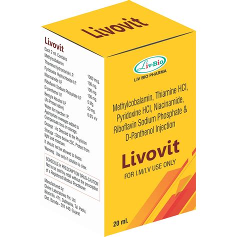 20ml Livovit Methylcobalamin Pyridoxine Niacinamide Riboflavin Sodium ...