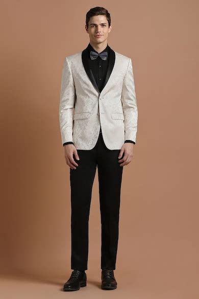Buy Men Cream Slim Fit Printed Party Two Piece Suit Online - 952784 ...