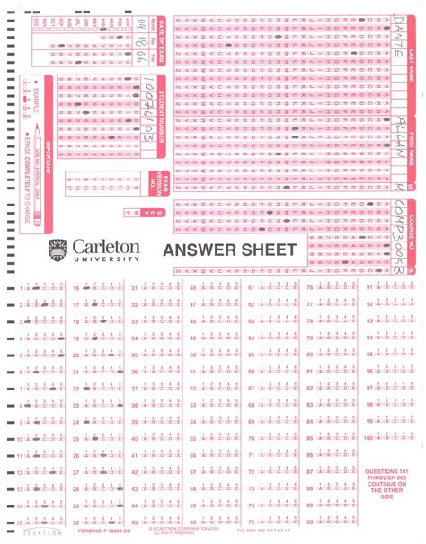 Scantron Printable