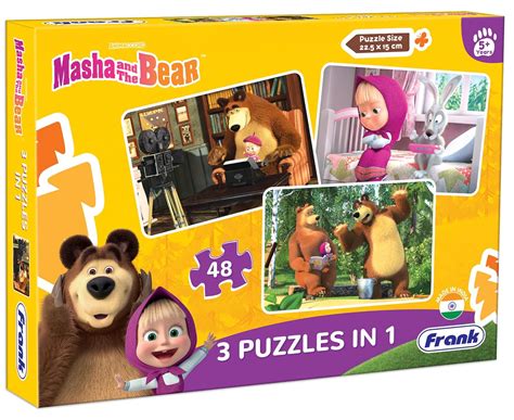 Buy Frank Masha and The Bear Puzzles - 48 Pieces 3 in 1 Jigsaw Puzzles ...