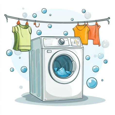 Clip art of a laundry room with a washing machine clothesline and soapy ...