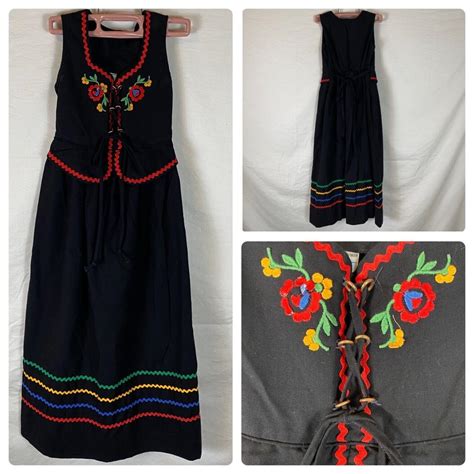 Vintage 70’s JC Penney Mexicana fiesta maxi dress in... - Depop