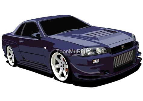 "R34 GTR Cartoon" by ToonMyRide | Redbubble
