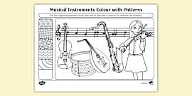 Musical Instruments Tangram Activity - Music Games - Twinkl