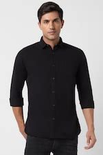 Buy Men Black Slim Fit Solid Full Sleeves Casual Shirt Online - 934370 ...