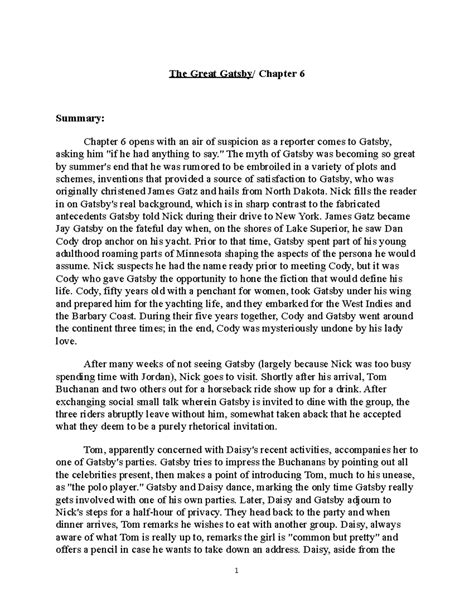 6 Summary and Analysis of Chapter 6 great gatsby - The Great Gatsby ...