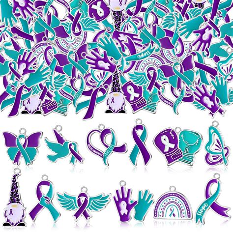 Amazon.com: Kenning 120 Pcs Suicide Awareness Charms Teal and Purple ...