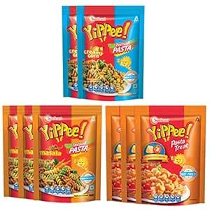 Yippee! Pasta Combo Pack (3 Tri Color Masala, 3 Tomato Cheese, 2 ...