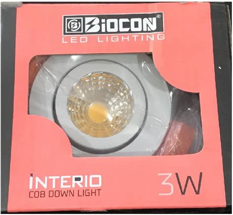 Biocon 3W COB DOWNLIGHT (WARM WHITE) PACK OF 3 NOS Ceiling Light ...