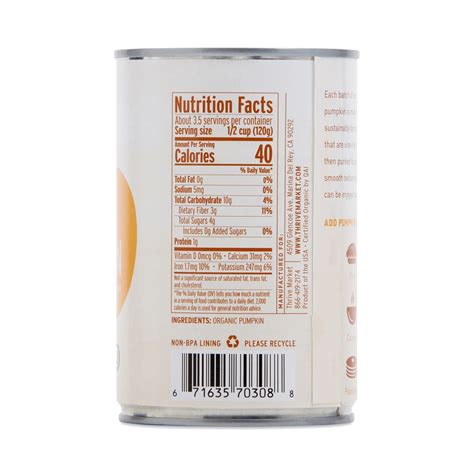 Canned Pumpkin Nutrition Facts at Bobby Mosca blog