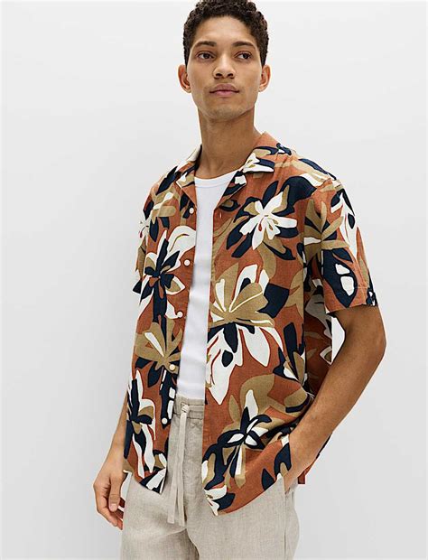 Buy Linen Rich Hawaiian Shirt at Marks & Spencer