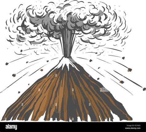 Volcano Eruption Drawing