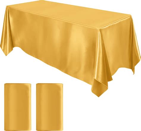 Amazon.com: Lounsweer 8 Packs Satin Tablecloth 102 x 58 Inches ...