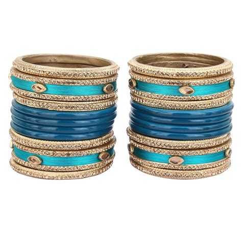 Sukriti Rajasthani Silk Thread Lac Chuda Turquoise Bangles Bridal Jewe ...