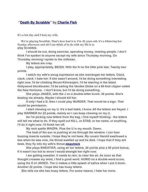 Death By Scrabble - Very easy - “Death By Scrabble” by Charlie Fish It ...