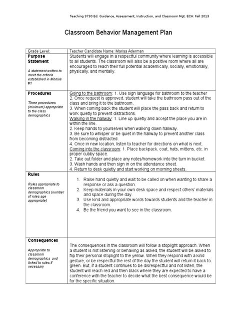 Classroom Behavior Management Plan 的图像结果