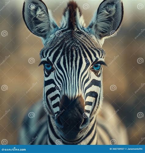 A Dramatic Close-up of a Zebra with Piercing Blue Eyes and Sharp ...