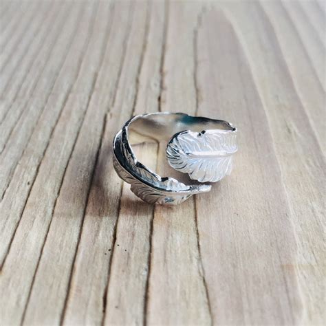 Long feather ring silver | treasured friends