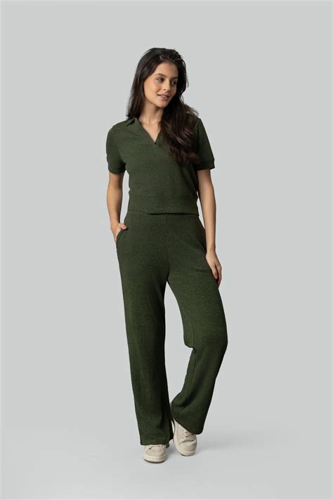 Olive Ottoman Rib Polo Top – NeceSera
