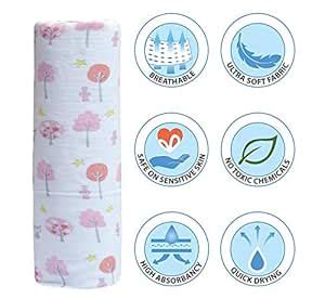 Buy PEUBUD ® Organic Cotton Baby Muslin Cloth Swaddle/Wrapper Blanket ...