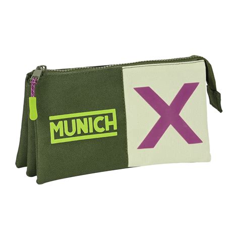 Piórnik Potrójny Munich Bright khaki Kolor Zielony 22 x 12 x 3 cm ...