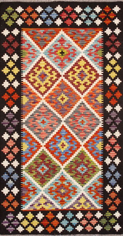 Kilim Collection Reversible Wool Area Rug- 3'5" x 6'6" In Multi by ...