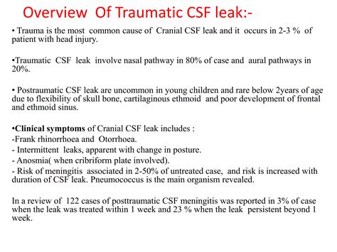 Csf leak and antibiotic. | PPTX