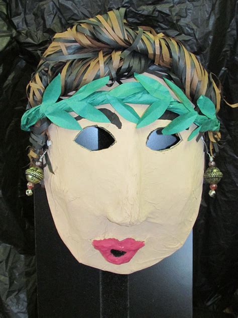 Paper mache Greek drama mask by a 3rd grader; lesson by art teacher ...