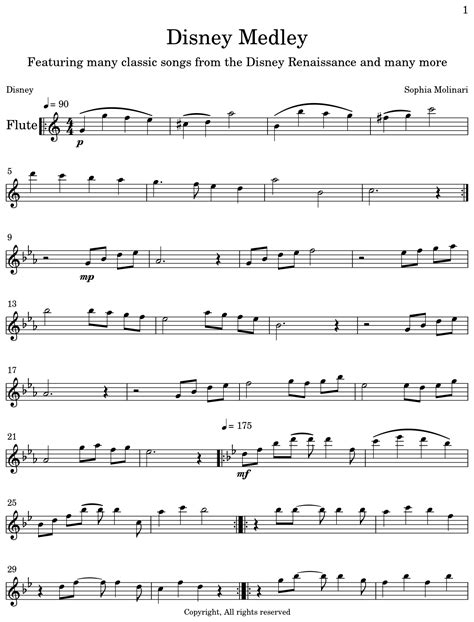 Disney Medley - Sheet music for Flute