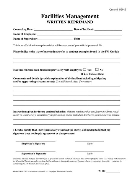 61+ Free Printable Letter Of Reprimand Templates [Word] Example