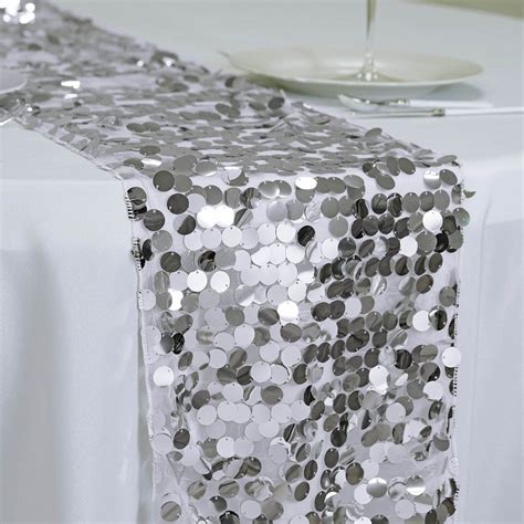 Premium Silver Payette Sequin Table Top Runners Wedding Catering Party ...