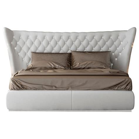 Heera Moti | Jameson Bed Without Storage | King | White Leatherette