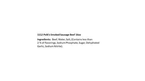 Polk's Meat Products, Original Smoked Sausage Beef, 16 oz Package ...
