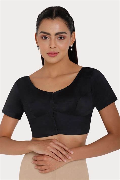 Naidu Hall Round neck Silk Cotton short sleeve blouse - Black