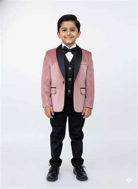 PEACH COTRISE TUEXEDO WITH BLACK COTY PANT BOYS – aarsum creations