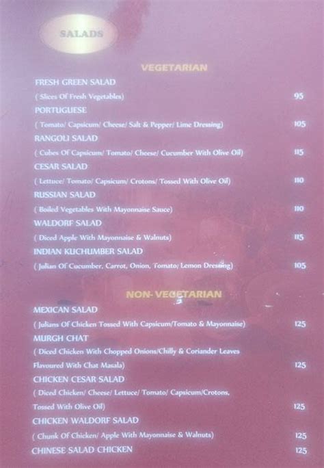 Menu at Durga Park, Chennai, 12